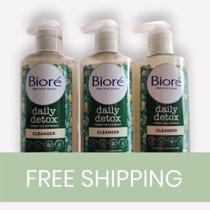 Biore Green Tea Daily Detox Cleanser For Combination Skin 5oz 3 pack